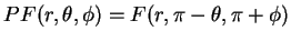 $\displaystyle PF(r,\theta,\phi)=F(r,\pi-\theta,\pi+\phi)$